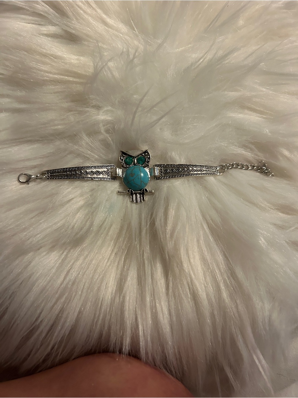 Turquoise Owl Silver Bracelet - Women's Jewelry